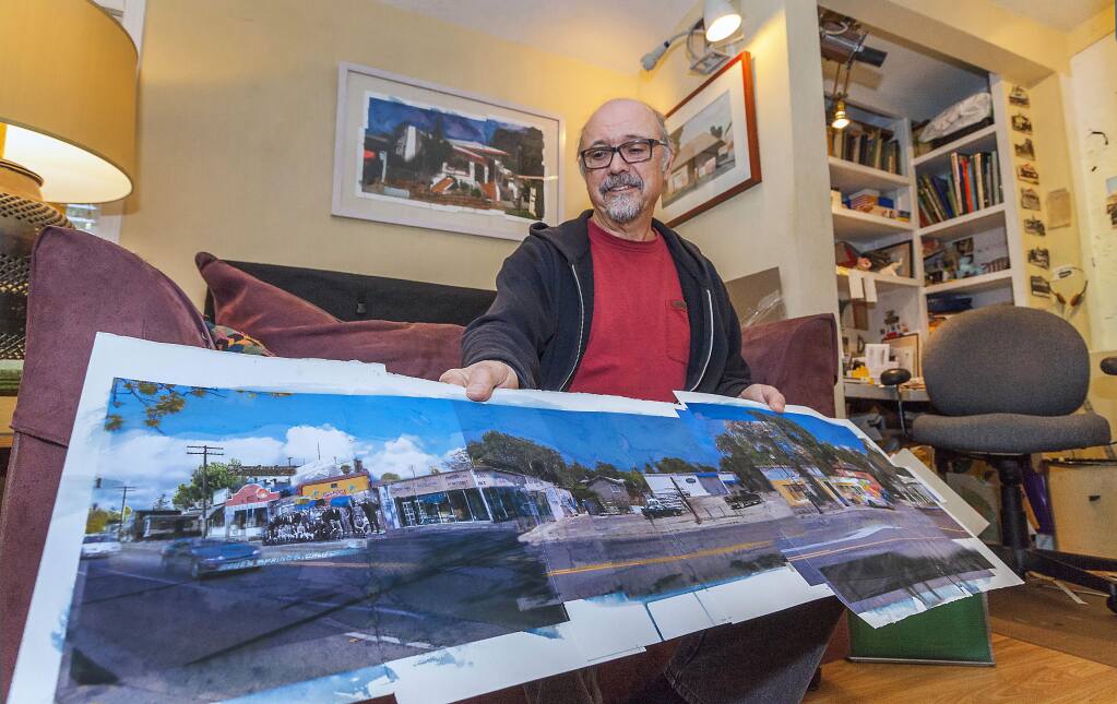 Mike Acker with one of his art pieces. (Photos by Robbi Pengelly/Index-Tribune)