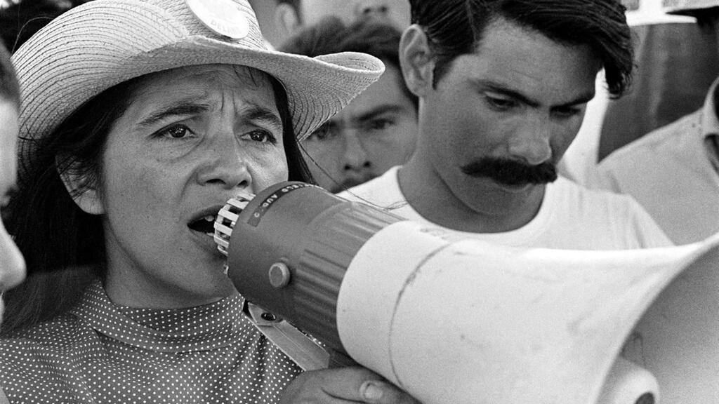 A scene from 'Dolores,' a documentary about Dolores Huerta, shown, co-founder of the United Farm Workers union along with Cesar Chavez. (PBS DISTRIBUTION)