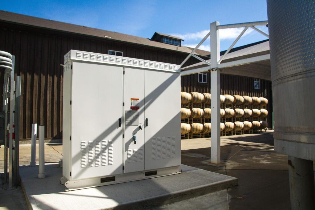 Tesla Energy has installed 21 stationary battery system at Jackson Family Wines wineries throughout California to store solar electricity and save 40 percent on energy costs. (Jackson Family Wines)