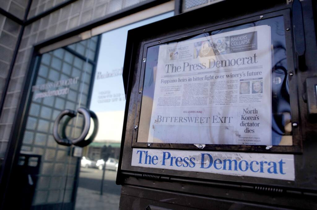 Press Democrat building in Santa Rosa, California on Monday, December 19, 2011. (BETH SCHLANKER/ The Press Democrat)
