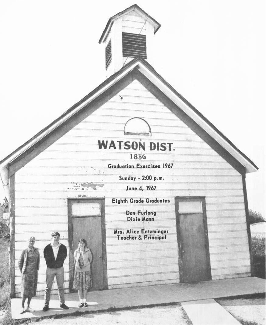 The tiny, one-room Watson School house serviced Valley Ford and Bodega students for 111 years from 1856 to 1967. It remains in its orginal location to this day. (Sonoma County Library)