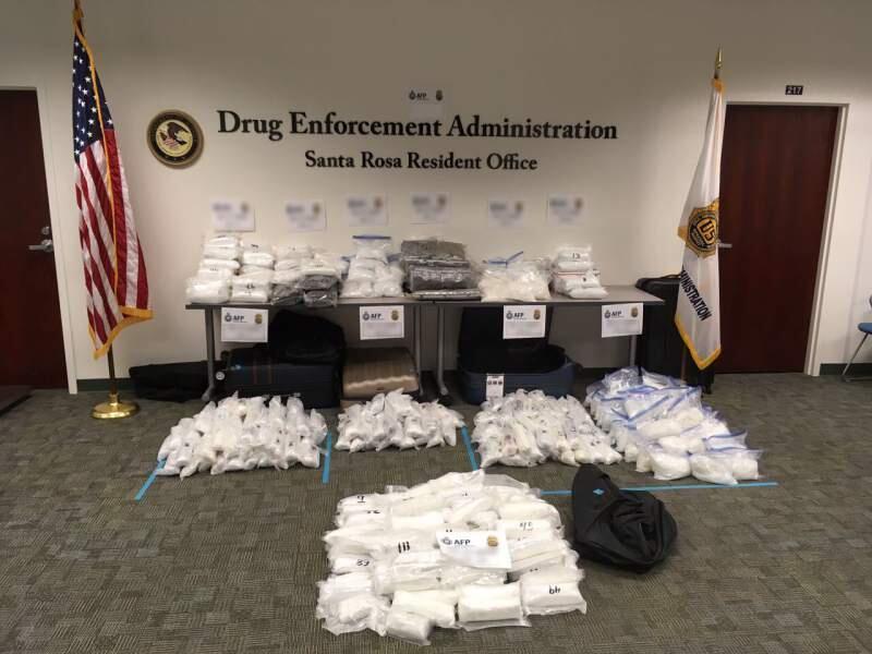 560 pounds of crystal meth was found in a Santa Rosa storage facility leading Australian and U.S. drug agents arresting three Australian men. Apparently the grand plan was for one of the men to buy a single engine airplane and fly the meth back to Australia, but the weight of the drugs exceeded the plane's weight limit by at least 2,000 pounds. Better luck next time, mates!