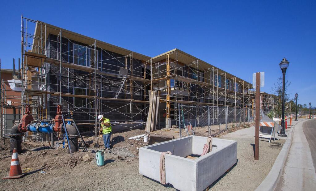 The Fetters apartments complex, built by MidPen Housing, as it neared completion in summer of 2016. Matt Franklin, the CEO of Midpen, will be featured speaker at a May 14 'learning lab' on housing at the nearby Sonoma Charter School. (Photo by Robbi Pengelly/Index-Tribune