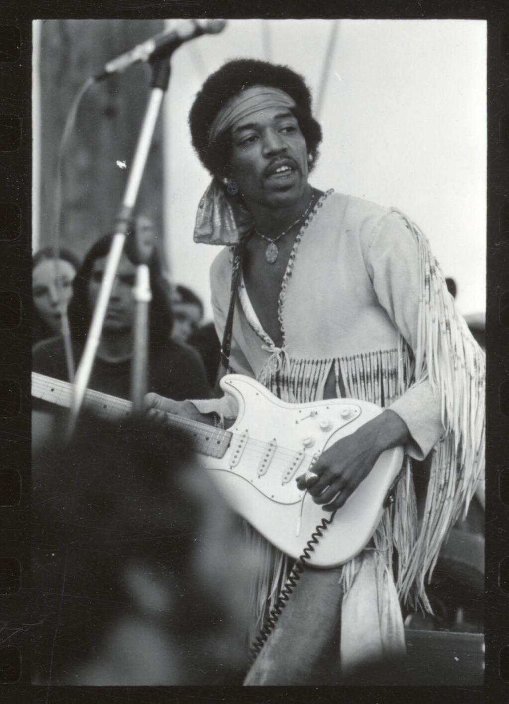 Jimi Hendrix performs at Woodstock. (LARRY C. MORRIS / New York Times)