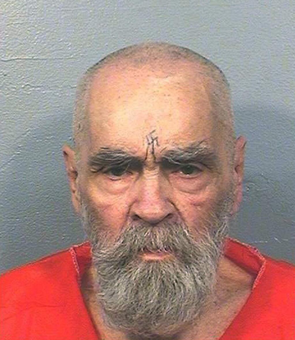 FILE - This Aug. 14, 2017 file photo provided by the California Department of Corrections and Rehabilitation shows Charles Manson. (California Department of Corrections and Rehabilitation via AP, File)