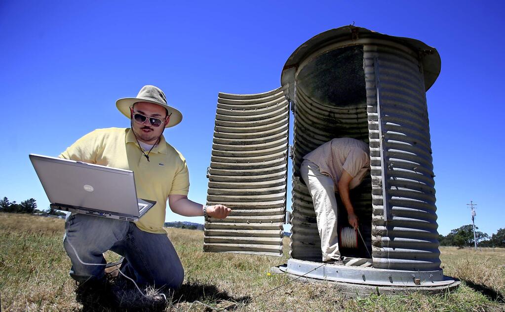 Sonoma County Water Agency employees monitoring a water well in Santa Rosa. File photo. (Kent Porter / Press Democrat)