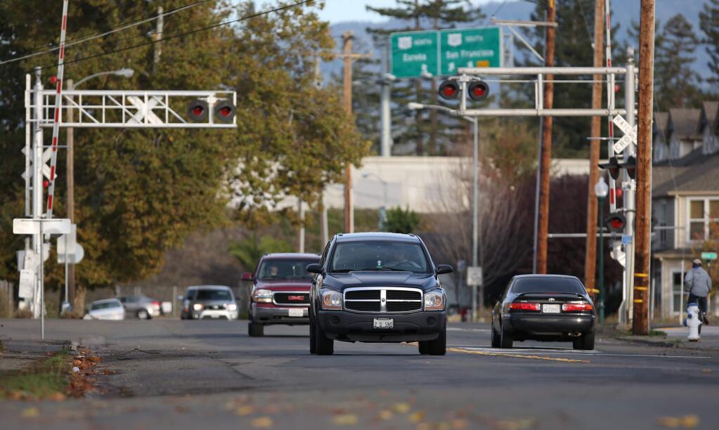 Cars travel along Sebastopol Road near Roberts Avenue on Saturday, Nov. 22, 2014. The stretch of Sebastopol Road between Dutton Avenue and Highway 12 is one of several in Santa Rosa rated as 'very poor.' (Crista Jeremiason / The Press Democrat)