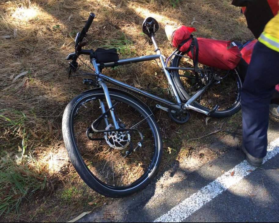 An injured bike rider was flown to a Santa Rosa hospital after being struck by a hit-and-run driver while riding along Highway 1 in The Sea Ranch on Monday, Oct. 15, 2018, according to California Highway Patrol. (CHP - SANTA ROSA/ FACEBOOK)