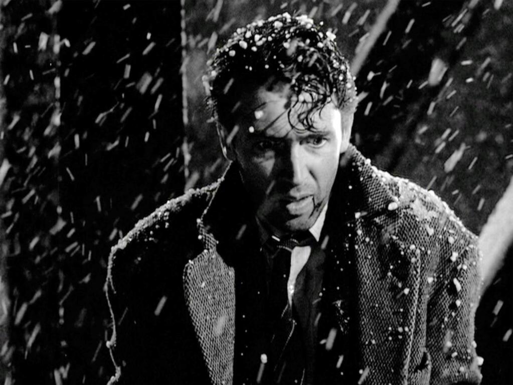 George Bailey (Jimmy Stewart) is having a bad Christmas Eve in the movie version of 'It's a Wonderful Life,' to be performed as a radio play by Pegasus Theater Company.