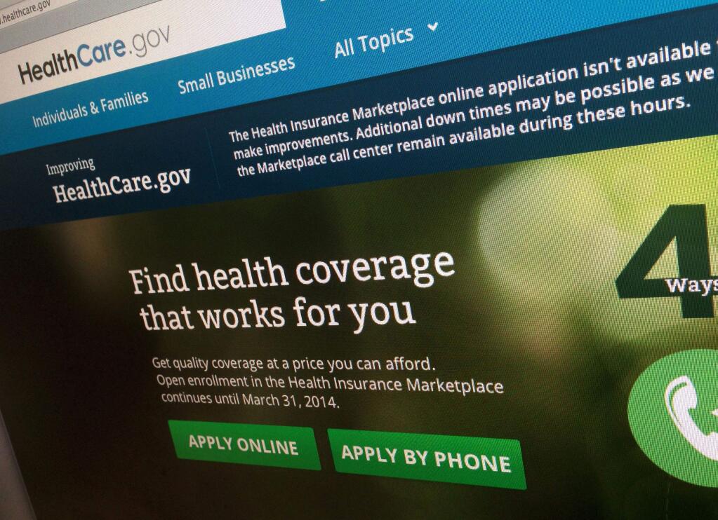 This Nov. 29, 2013, file photo shows a part of the HealthCare.gov website, photographed in Washington. (AP Photo/Jon Elswick, File)