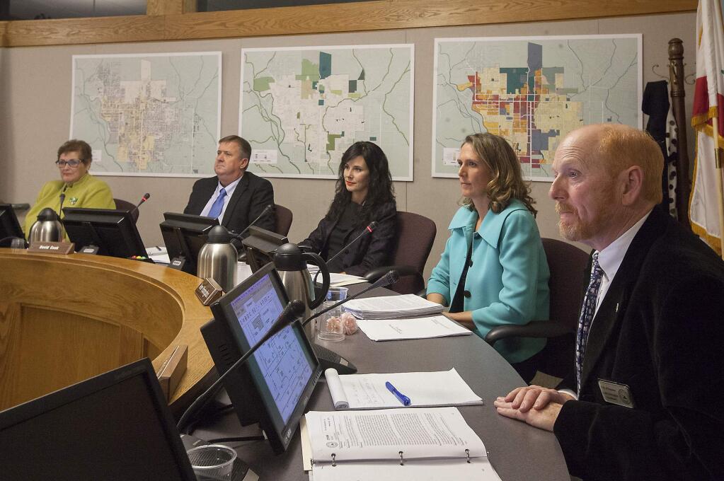 Sonoma's City Council, 2017, from left: Madolyn Agrimonti, David Cook, Mayor Rachel Hundley, Amy Harrington, Gary Edwards. (Robbi Pengelly/Index-Tribune)