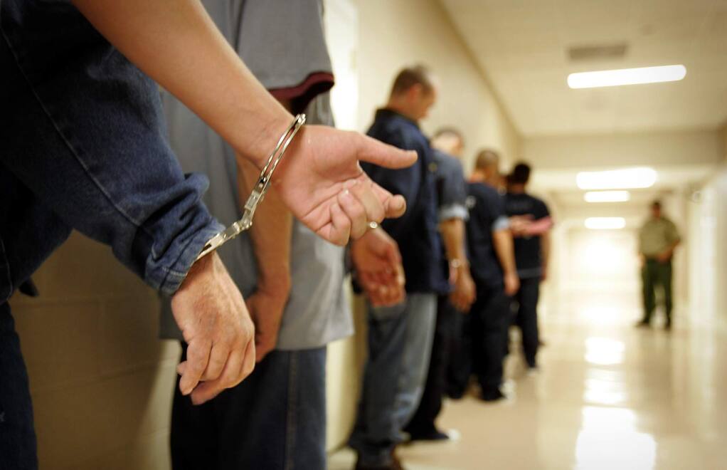 Inmates at the Sonoma County Jail wait for transfer to the North County Detention Facility in 2009. (JOHN BURGESS/ PD FILE, 2009)