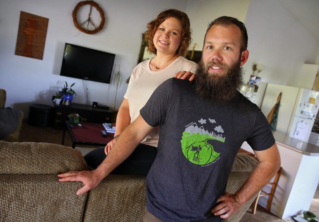 Elizabeth and John Matheny, who currently rent a house near Sebastopol, are hoping to save enough money for a downpayment and qualify for a home loan in the next five years.(Christopher Chung/ The Press Democrat)