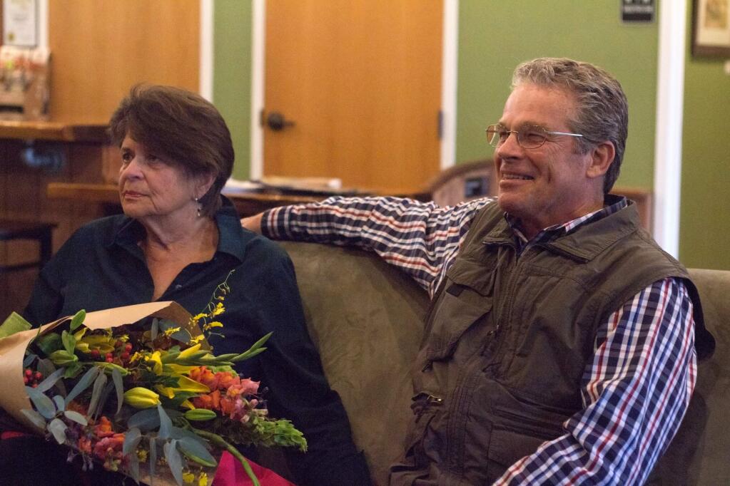 Jeff and Carol England enjoy the celebration as Jeff is announced as Citizen of the Year for Petaluma 2016 at Petaluma Hills Brewery on Wednesday, March 3, 2016. (ASHLEY COLLINGWOOD/FOR THE ARGUS-COURIER)