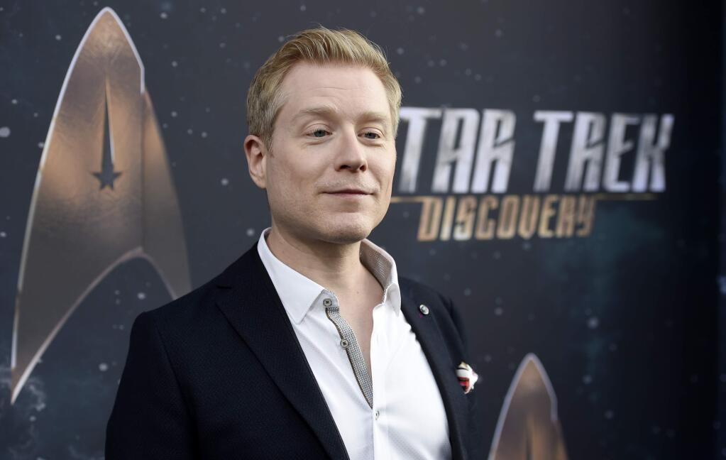 FILE - In this Sept. 19, 2017 file photo, Anthony Rapp, cast member in 'Star Trek: Discovery,' poses at the premiere of the new television series in Los Angeles. (Photo by Chris Pizzello/Invision/AP, File)