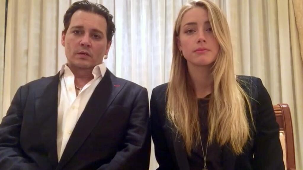 FILE - In this file image made from video released by the Australian Government Department of Agriculture and Water Resources on April 18, 2016, actor Johnny Depp and his wife, Amber Heard speak in a videotaped apology played during a hearing at the Southport Magistrates Court on Queensland state's Gold Coast. Australia's Deputy Prime Minister Barnaby Joyce boasted on Wednesday, May 25 that he had got into Johnny Depp's head like fictional serial killer Hannibal Lecter after the Hollywood actor quipped that the ruddy-faced lawmaker appeared to be 'inbred with a tomato.' (Australian Government via AP Video) AUSTRALIA OUT