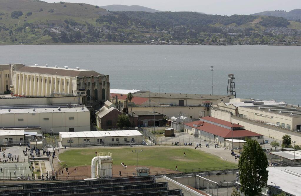 The baseball field the middle of San Quentin prison in Marin County, Saturday April 19, 2008 (Kent Porter / The Press Democrat)