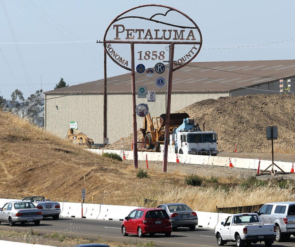 To make room for the Highway 101 expansion, this Petaluma sign, once visible to to northbound highway traffic, is no longer situated on the south side of town. Like this sign, Petaluma’s election process is changing, moving to a district-based process some say could be ripe for political mischief. (CRISSY PASCUAL/ARGUS-COURIER STAFF)
