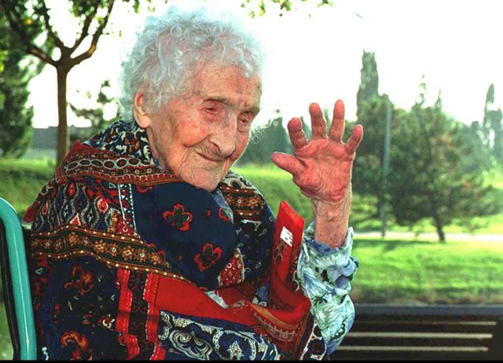 Jeanne Calment, believed to be the world's oldest person, was said to be 122 when she died on Aug. 4, 1997 in her nursing home in Arles, France. (Associated Press, 1995)
