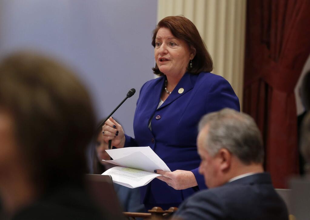 State Senate leader Toni Atkins pushed SB 1, an anti-Trump environmental measure, through the Legislature on the final day of the 2019 session despite opposition from Gov. Gavin Newsom, who says he will veto the bill. (RICH PEDRONCELLI / Associated Press)