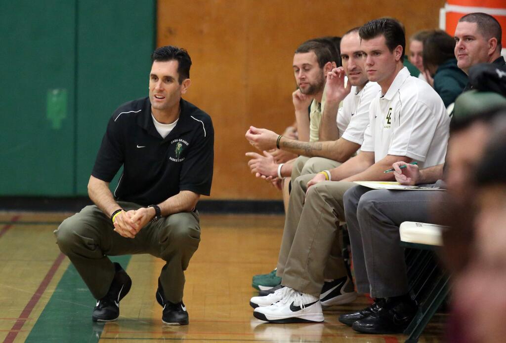 Casa Grande's head boys basketball coach during the game against Vintage held at Casa Grande High School in 2012. Forni passed away Sunday, June 28 after a long battle with melanoma. (Crista Jeremiason / The Press Democrat)