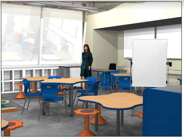 Meteor Education provided 2D renderings of actual Dunbar Elementary classrooms so that the district could see their pilot choices in place.