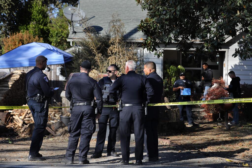Santa Rosa Police investigate a homicide in the 1000 block of Jennings Avenue in Santa Rosa on Thursday, Nov. 21, 2019. (BETH SCHLANKER/ The Press Democrat)