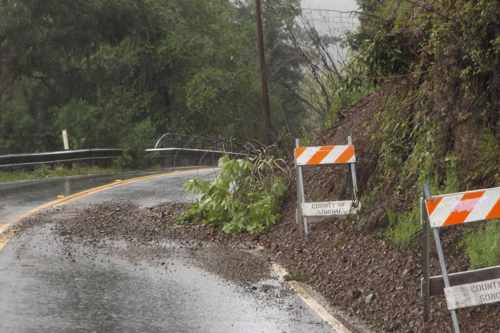 A slide on Westside Road, Sunday, March 13, 2016. (ROB SILVA/ COUNTY OF SONOMA)