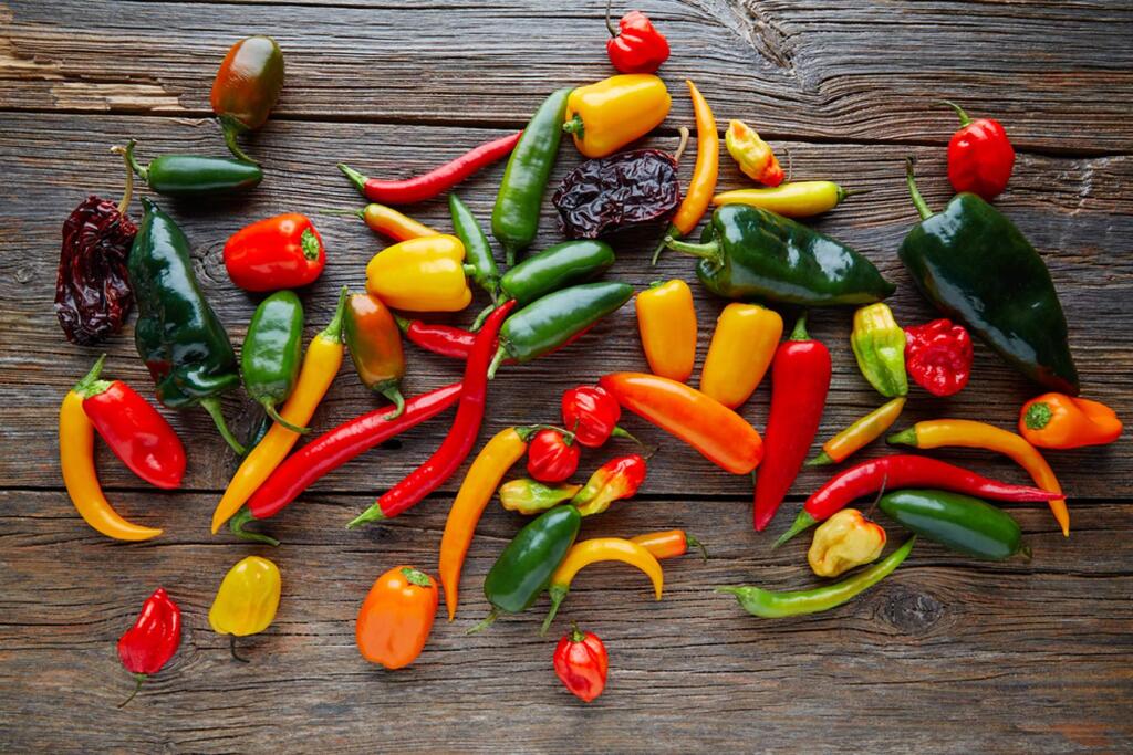 A mixture of various peppers
