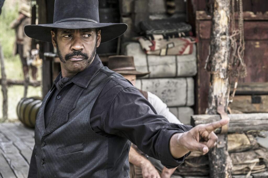 Denzel Washington as Sam Chisolm, one of seven men hired to go against a deadly industrialist who controls the small town of Rose Creek in 'The Magnificent Seven.' (Sony Pictures)