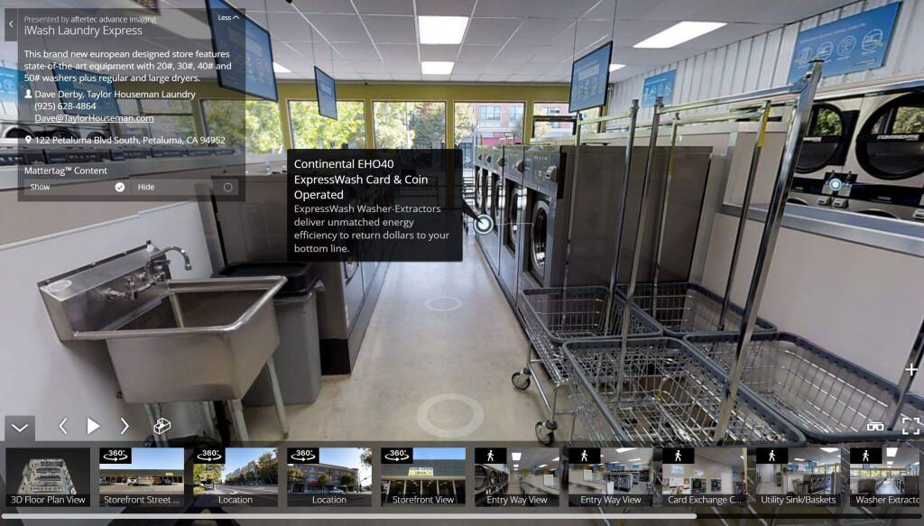 This image shows a virtual tour of iWash Laundry Express in Petaluma, as seen through Aftertec, a new startup that provides virtual tours of businesses and other locations. COURTESY AFTERTEC