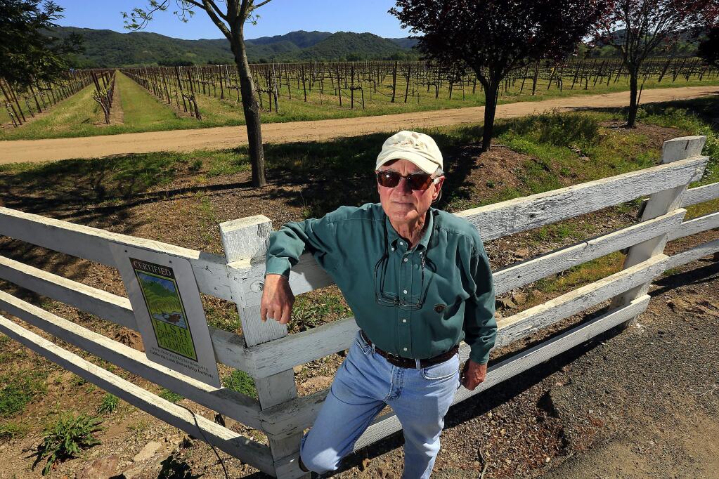 Wine grower Wendell Nicolaus stands in front of the 400 acre McDowell Valley Vineyard east of Hopland. Nicolaus and other local ranchers oppose a proposed for a new subdivision of homes on the land. (Photo by John Burgess/The Press Democrat)
