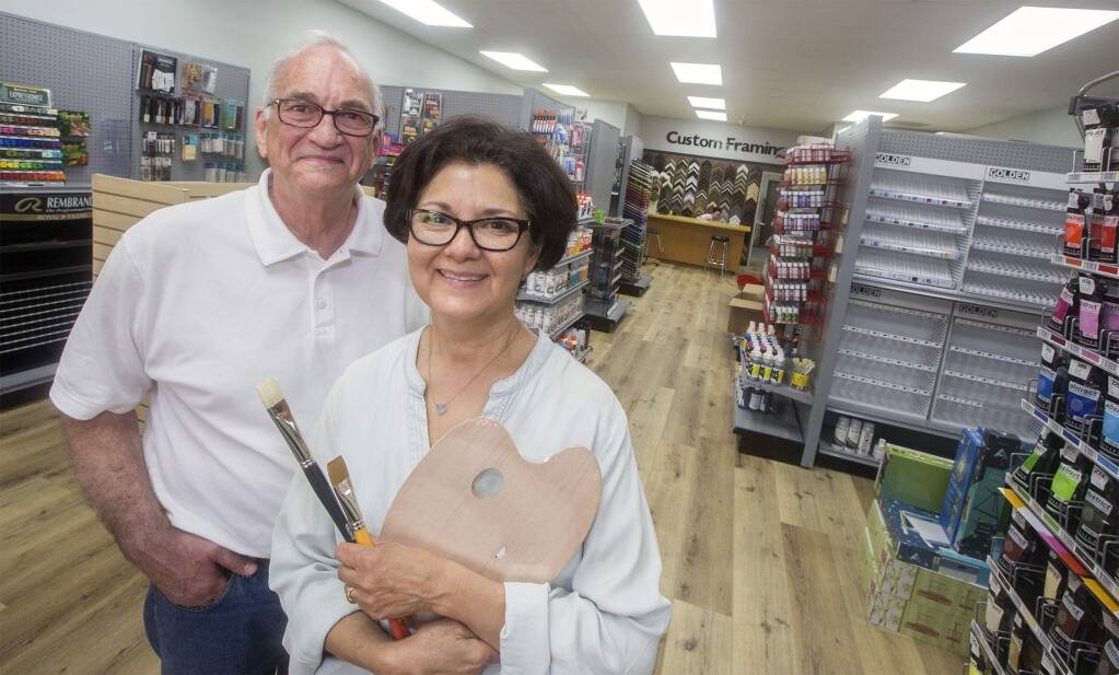Bob and Susan Leigh are the new owners of Fine Line Art Supply & Custom Framing in their new location in the Marketplace shopping center in the former Radio Shack location. (Photo by Robbi Pengelly/Index-Tribune)