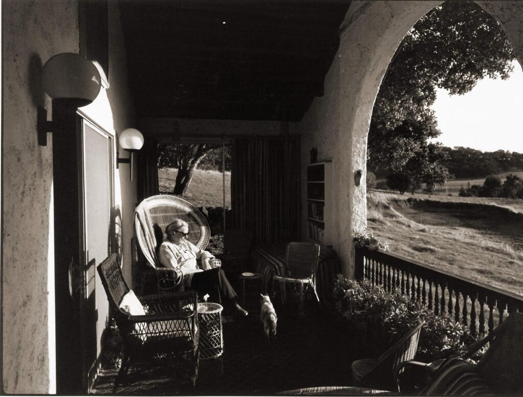 At M.F.K. Fisher's “Last House” on the Bouverie Preserve in Glen Ellen, Fisher is seen relaxing in one of the arched porches that looked out on land protected by Audubon Canyon Ranch in an undated photo. Described by W. H. Auden as “America's greatest writer,” Fisher lived from 1908 to 1992. (Audubon Canyon Ranch)