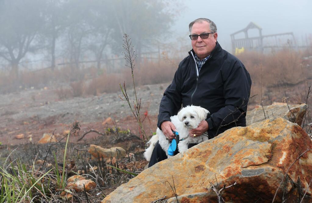 Charles Stark, who lost his Fir Ridge Drive home in the Fountaingrove area of Santa Rosa in the Tubbs fire, is a plaintiff in a class action civil lawsuit against Sonoma County and former emergency manager Chris Helgren for the county's failure to warn people about the 2017 fires. Stark narrowly escaped the fire when his dog, Skipper, jumped on him to wake him up. Stark believes Sonoma County failed in its duty to warn people about imminent danger. (Christopher Chung/ The Press Democrat)