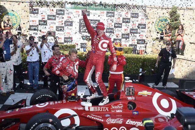 Scott Dixon celebrates after winning the GoPro Grand Prix of Sonoma on Sunday. The win also gave Dixon the Verizon IndyCar Series title.