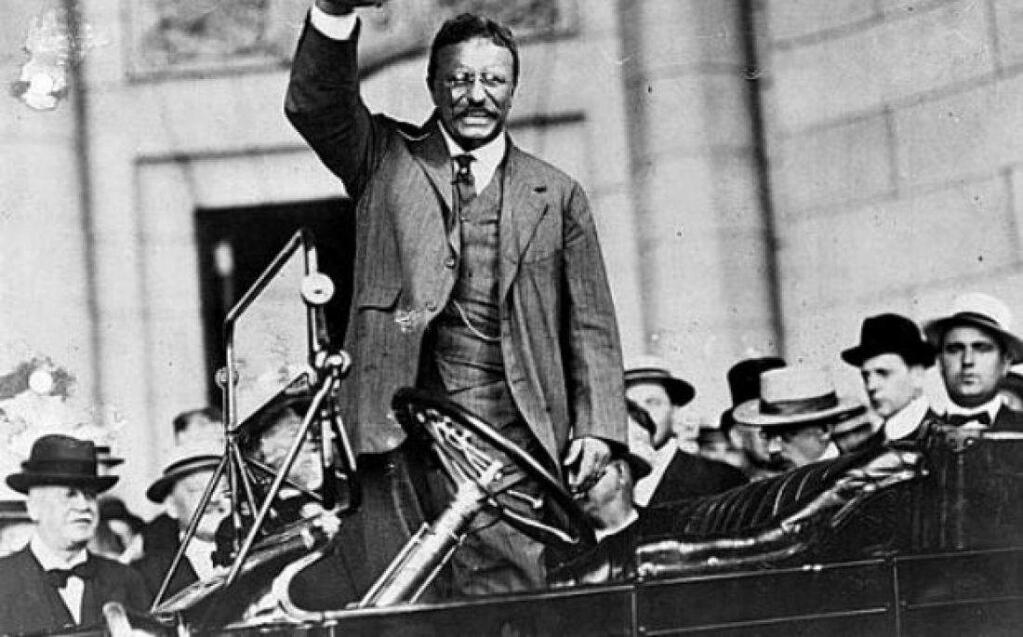 Teddy Roosevelt. First president to ride in a car.First president to be involved in a car crash.