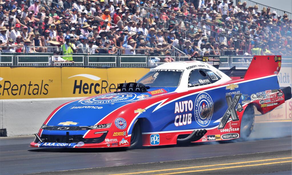Robert Hight won top Funny Car honors at the NHRA Sonoma Nationals at Sonoma Raceway on Sunday, July 28, 2019. (WILL BUCQUOY/ For The Press Democrat)