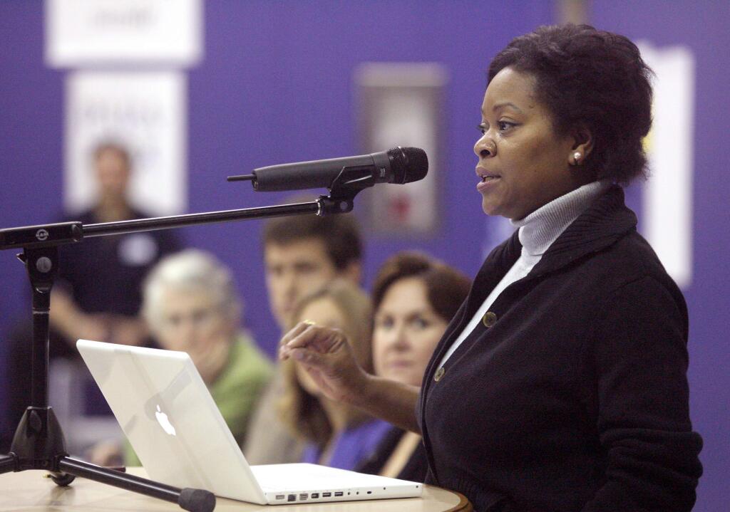 FILE - Dyan Foster of Routes for Youth speaks at a forum on the juvenile justice system Saturday at the Charles DeMeo Teen Center in Santa Rosa in 2008. (PD FILE)