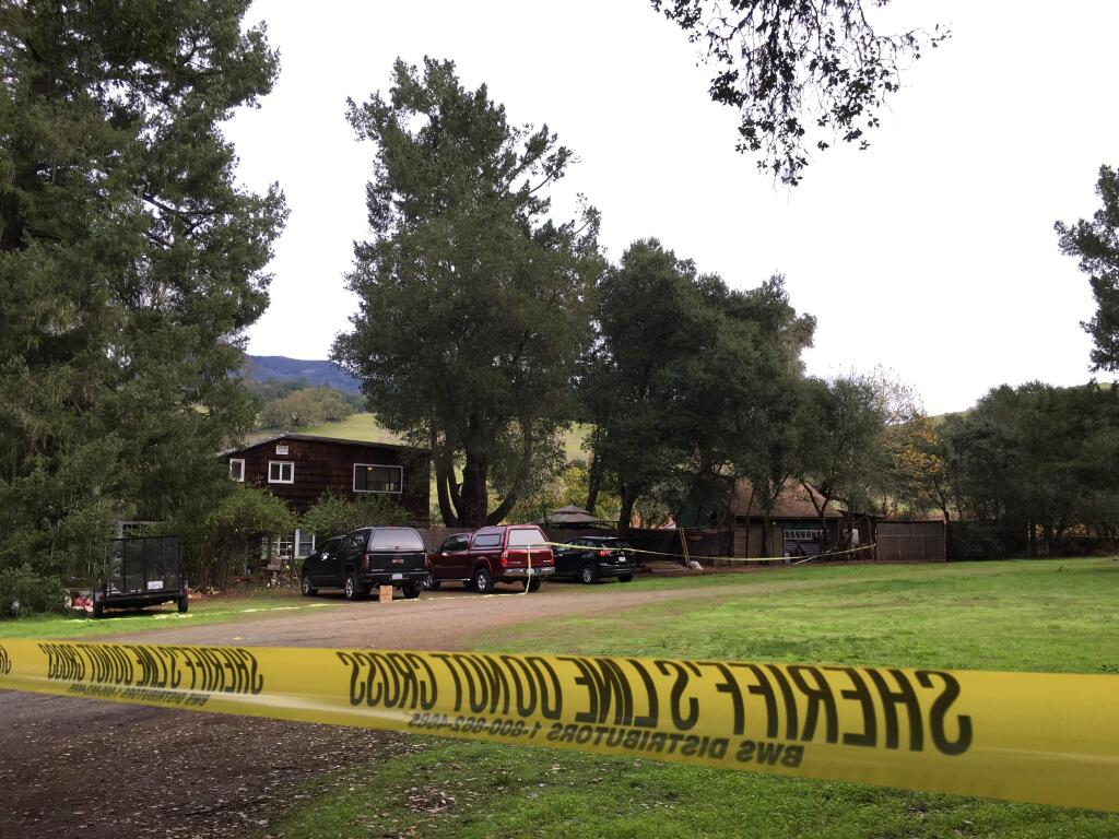 A man was stabbed to death at a Knights Valley property, where crime tape cordoned off the scene for Sonoma County sheriff's detectives on Friday, Nov. 25, 2016. (JULIE JOHNSON/ PD)