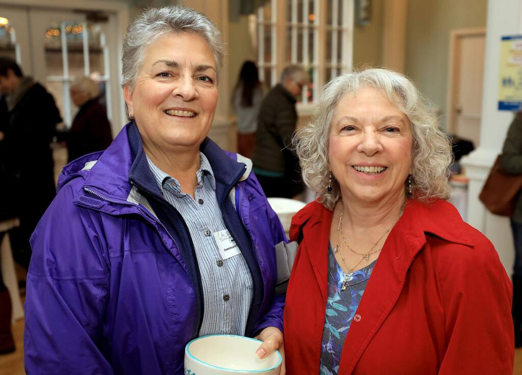 Laura Cameron, left, and Kathy Nagle attend the 1,000 Petaluma Bowls, Friday, Nov. 23, 2018. (Kent Porter / The Press Democrat) 2018