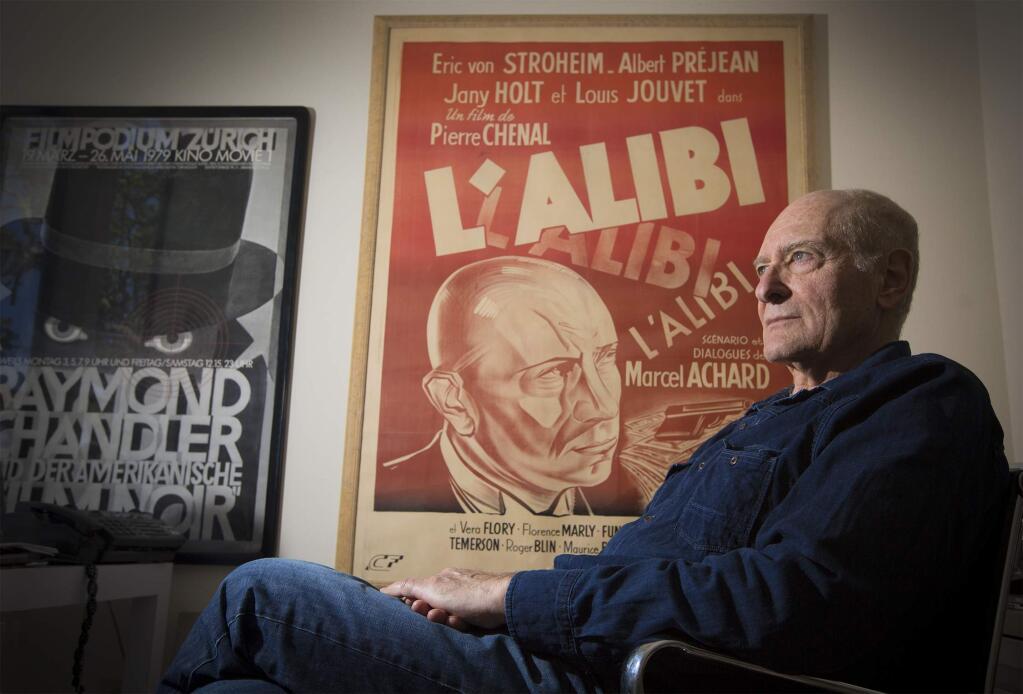 Crime novelist William Bayer with his some of his favorite movie posters. (Photo by Robbi Pengelly/Index-Tribune)