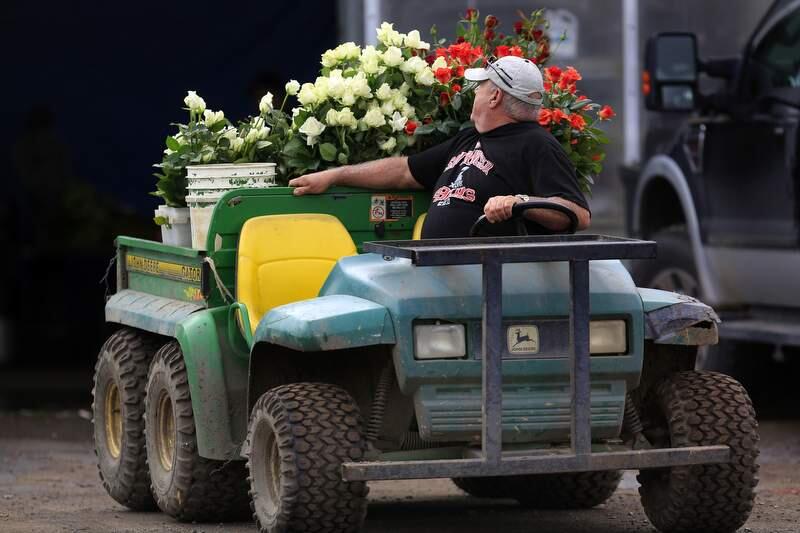 Lou Neve prepares to unload roses to be bundled at Neve Bros. wholesale cut flowers in Petaluma, Tuesday Feb. 12, 2013.(Kent Porter / Press Democrat) 2013