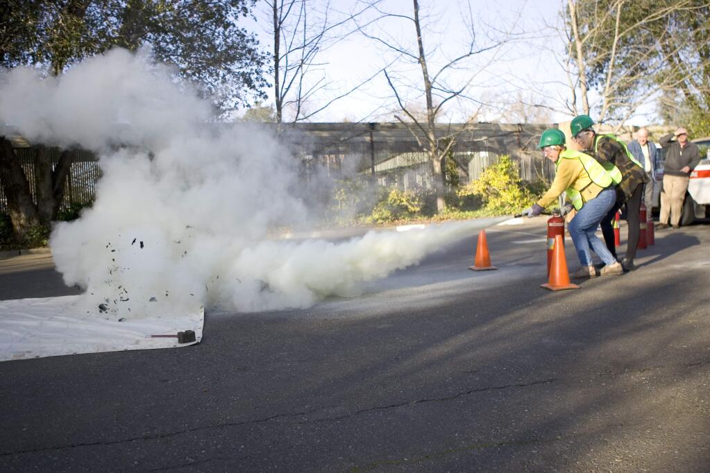 Sonoma County Office of Emergency Services training and exercises: How to use a fire extinguisher in 2005. (Photo: Sonoma County Office of Emergency Services)