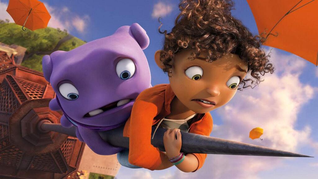 Resourceful teen Tip (voice of Rihanna) teams up with a banished alien Oh (voice of Jim Parsons) after the alien race Boov invades Earth in 'Home.' (DREAMWORKS)