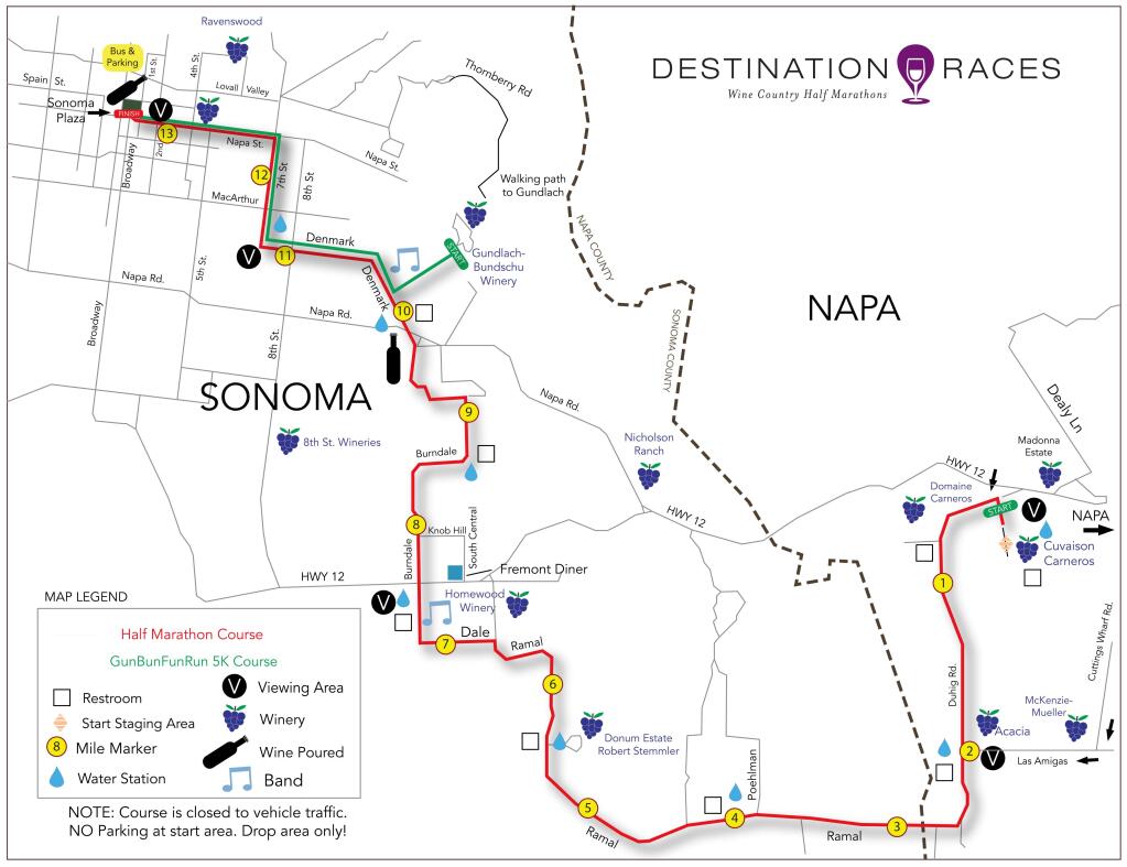 This is the route runners will be using for the Napa-to-Sonoma Wine Country Half Marathon on Sunday, July 16.