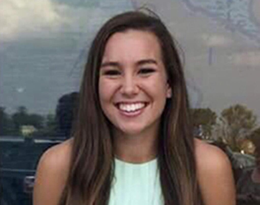 FILE - This undated file photo released by the Iowa Department of Criminal Investigation shows Mollie Tibbetts, a University of Iowa student who was reported missing from her hometown in the eastern Iowa city of Brooklyn on July 18, 2018. Greg Willey, the vice president of Crime Stoppers of Central Iowa, said a body found Tuesday, Aug. 21, 2018, is believed to be Tibbetts. No information has been released about where the body was found. (Iowa Department of Criminal Investigation via AP, File)