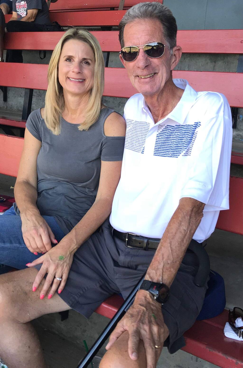 Pete Dardis and his wife, Marina, sit at a baseball game in Yountville on July 26. (Photo from Dardis family)