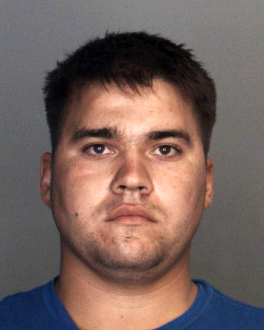 This undated photo released by the San Bernardino County, Calif., Sheriff's Department shows Christopher Brandon Lee after an arrest in another investigation. The body of the missing, pregnant wife of a U.S. Marine has been found deep in an abandoned mine shaft in Southern California, where her husband had been stationed. Sheriff John McMahon said Monday, Aug. 18, 2014, that the remains of 20-year-old Erin Corwin were found Saturday, Aug. 16, and were identified by dental records Sunday. Her alleged lover and former neighbor, Christopher Brandon Lee, 24, was arrested at 9 p.m. Sunday at a traffic stop in Anchorage, Alaska, on an extradition warrant out of California. (AP Photo/San Bernardino County Sheriff)