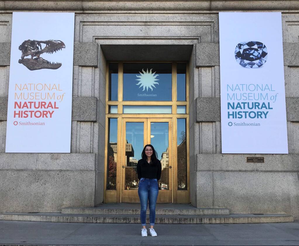 Quinn Cordero outside the Smithsonian in D.C. where she is an intern.